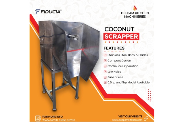 Fiducia Coco Scrape Pro Commercial SS Coconut Scraper