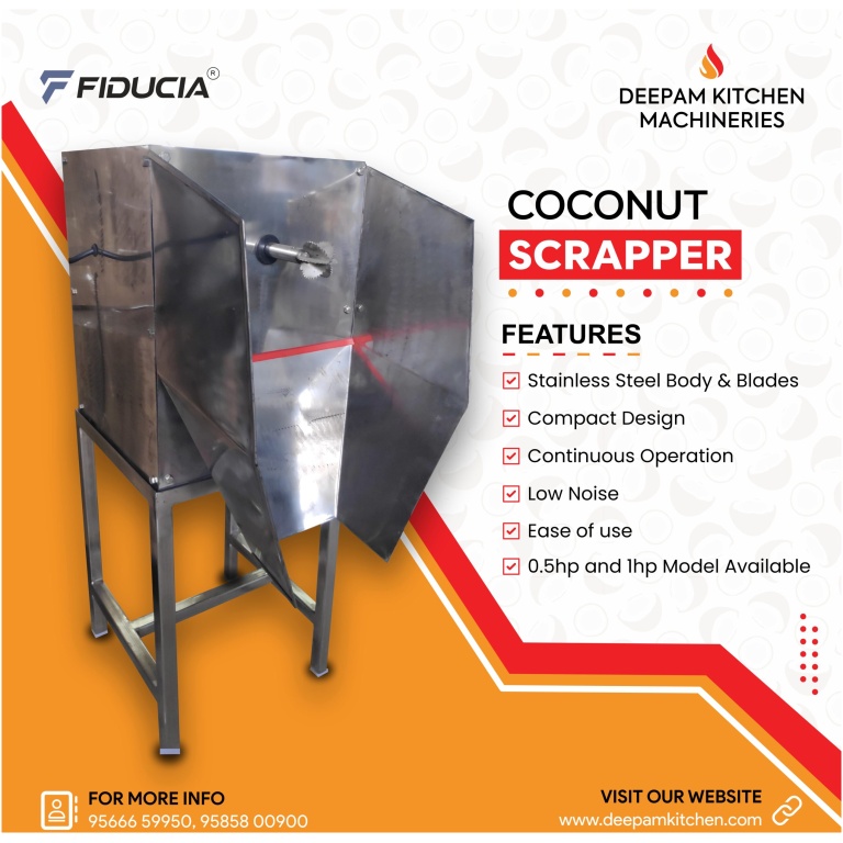 Fiducia Coco Scrape Pro Commercial SS Coconut Scraper