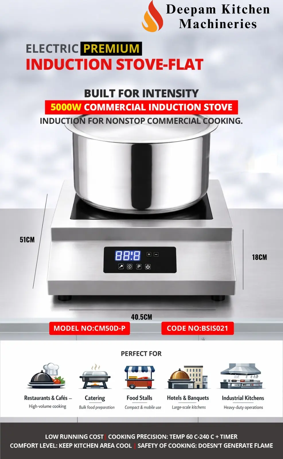 Induction Stove-Flat Manufacturer – Deepam Kitchen Machineries