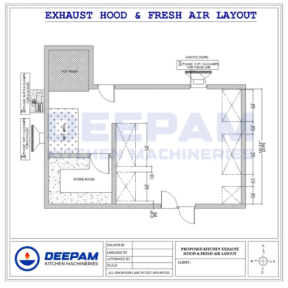 Kitchen Exhaust Hood & Fresh Air Layout Planning